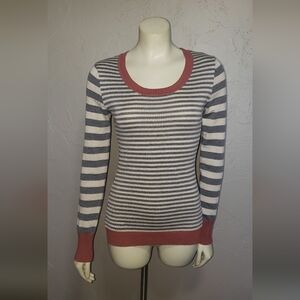 Striped Gray and Red Sweater